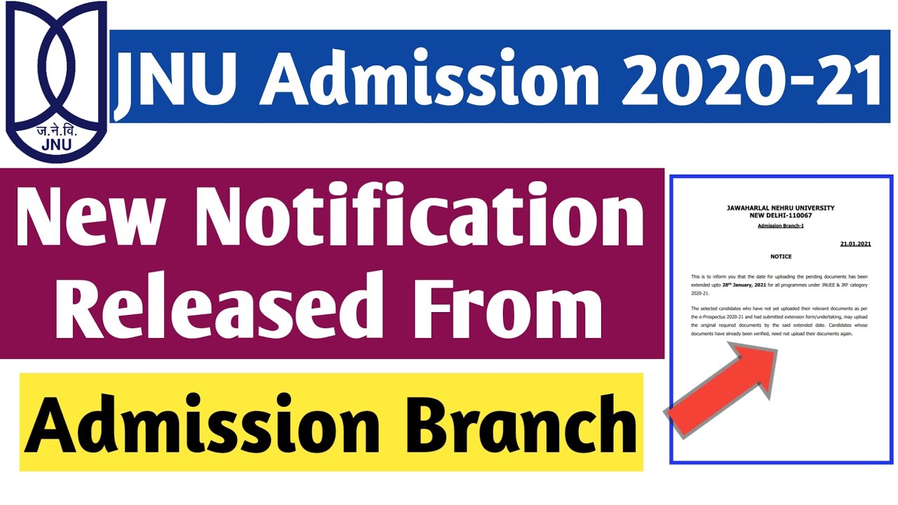 Jnu Admission 2020-21 | New Notification Released From Admission Branch