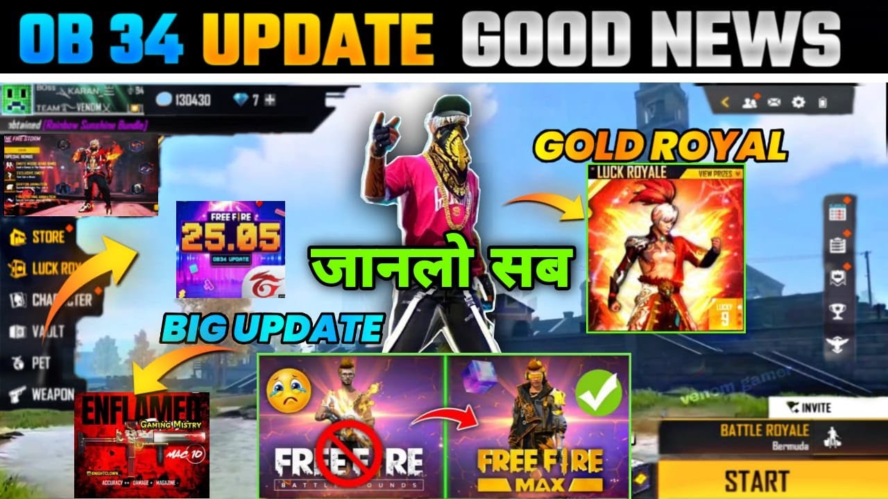 OB 34 UPDATE GOOD NEWS | FREE FIRE OB 34 UPDATE FULL DETAILS | GOOD NEW FREE FIRE OB34 UPDATE |