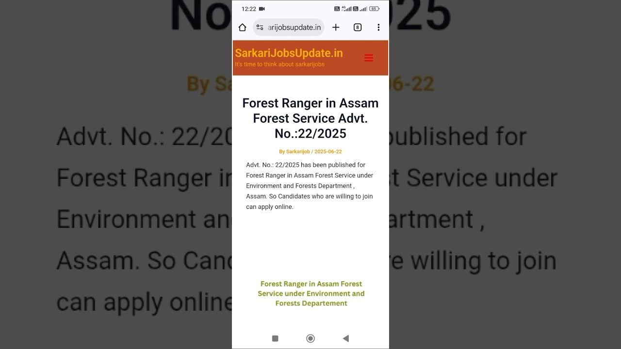 Forest Ranger in Assam Forest Service || Forest Ranger Recruitment #govtjobs #forestranger #assam