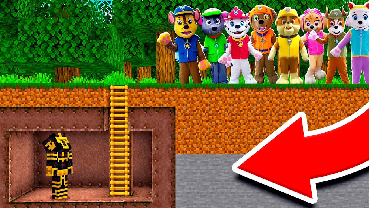 BASE SECRETA VS APOCALIPSIS DE PAW PATROL HUMANOS EN MINECRAFT 😱