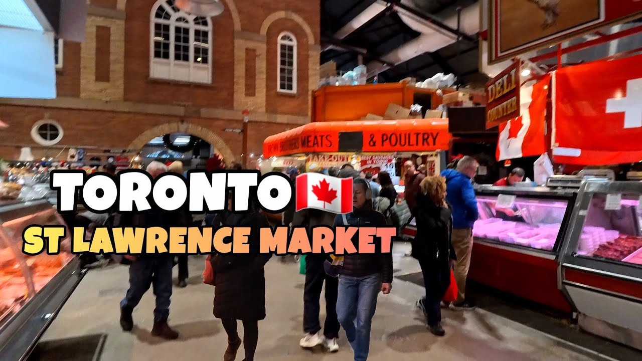 Toronto 🇨🇦 St Lawrence FOOD MARKET in Downtown Toronto City life Canada 4k