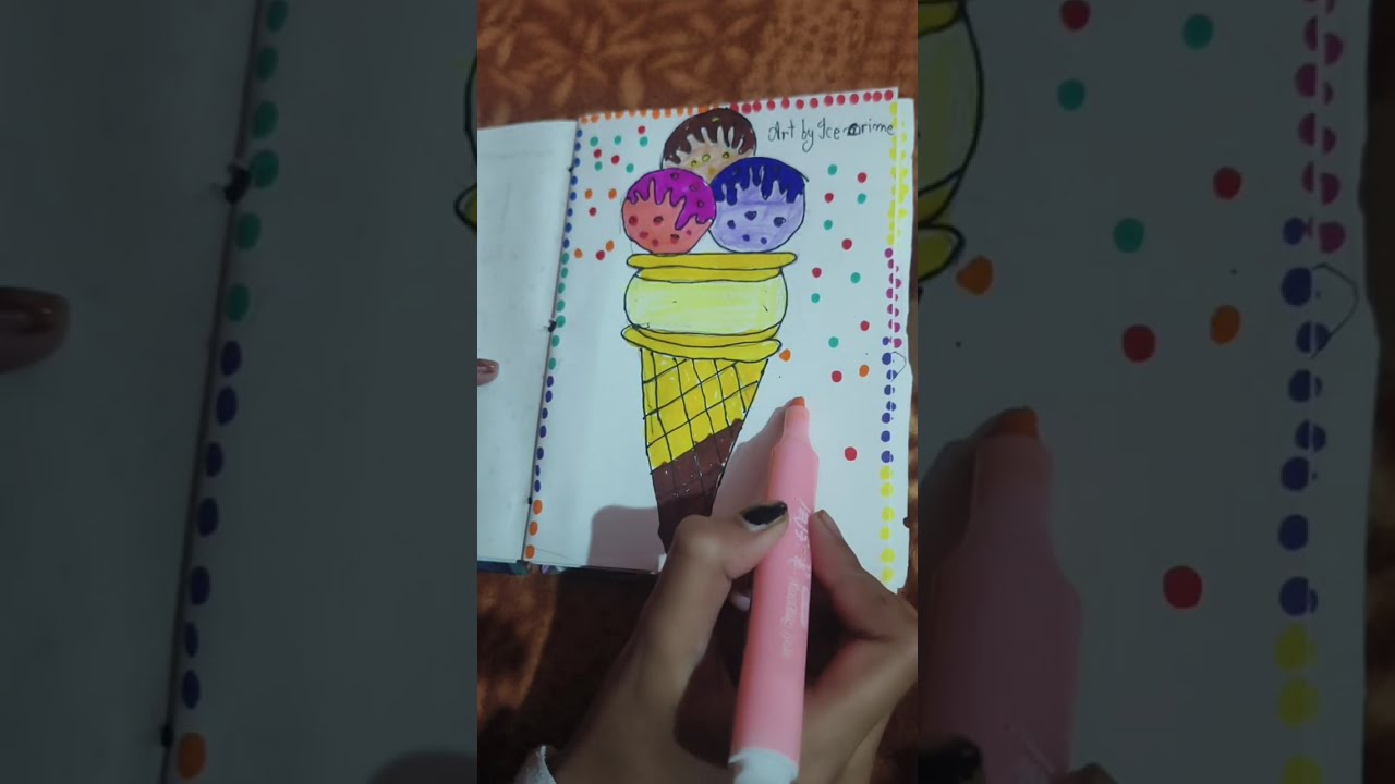 How to art easy icecream 🍨 art draw icecream 🍦 child easy icecream #trending video #painting#craft