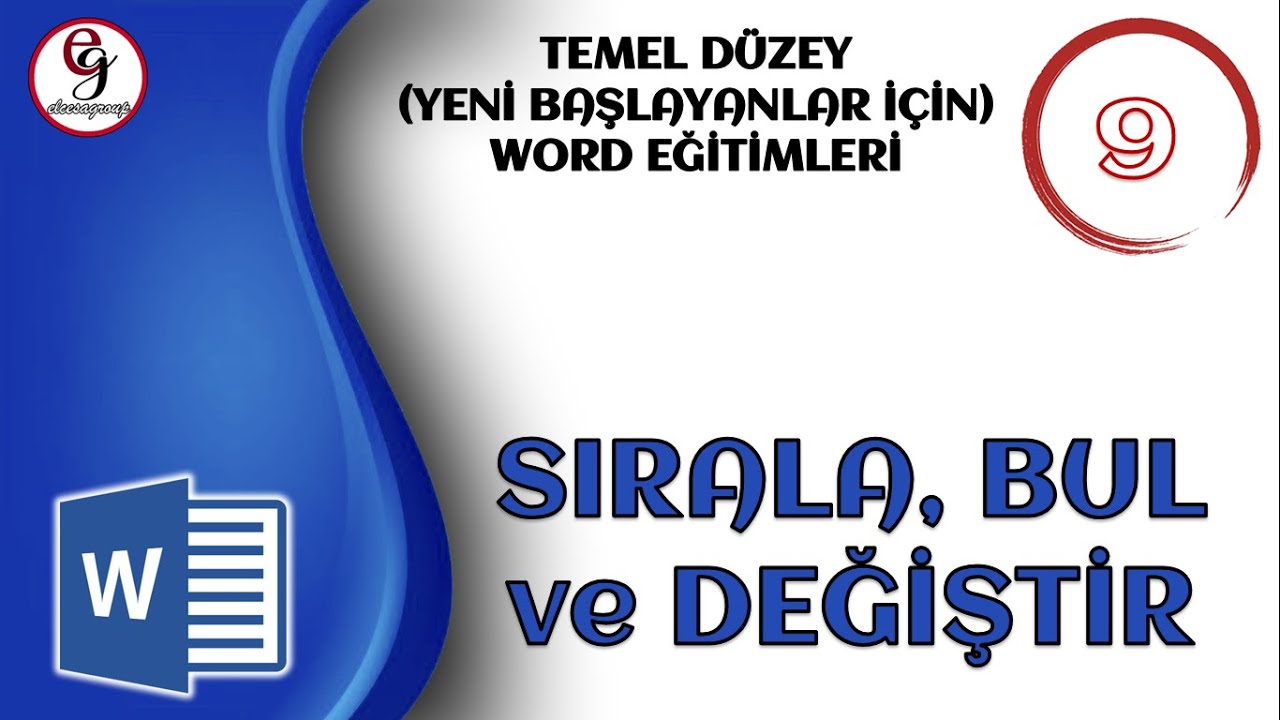 WORD DERS 9 - Sıralama, Bulma ve Değiştirme
