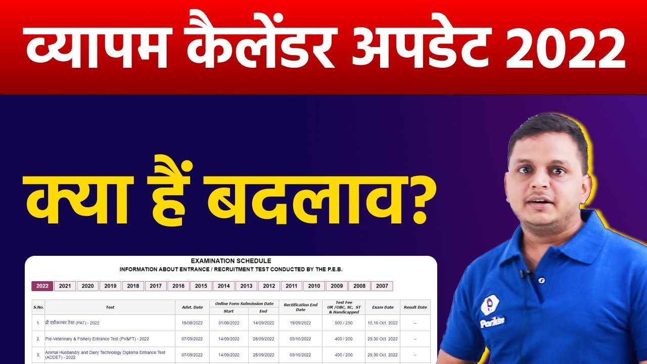MPPEB Calendar 2022 | MP Vyapam Calendar 2022 | Vyapam Latest Vacancy NEWS Today 2022