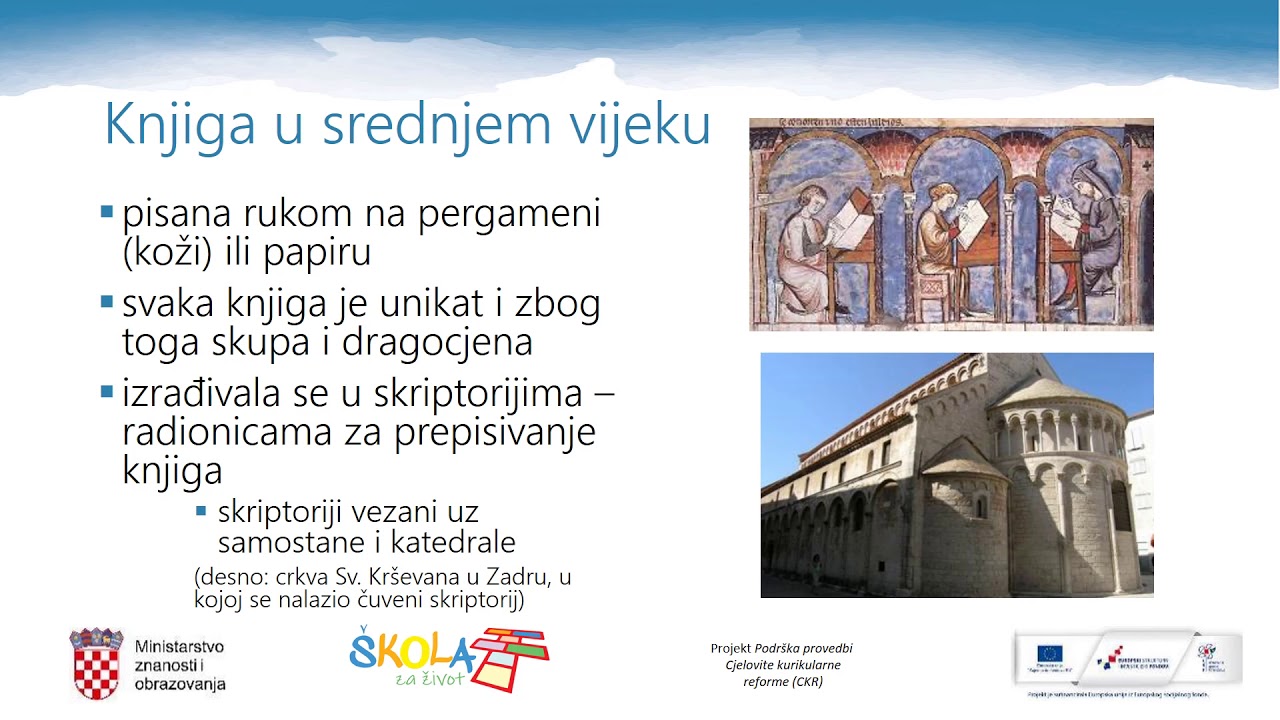 Hrvatski jezik, 1. razred srednjih škola, Srednjovjekovlje u Europi i Hrvatskoj