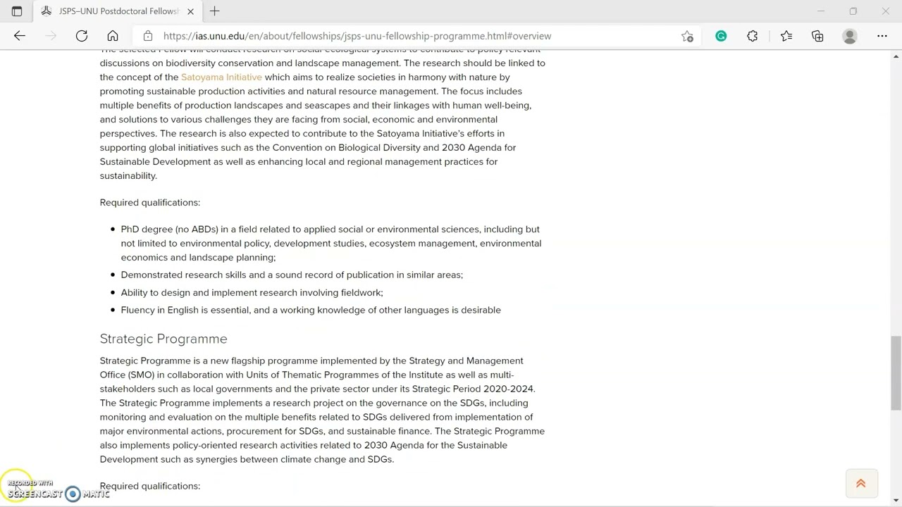 Postdoc in Canada I JSPS-UNU Postdoctoral Fellowship Programme 2022