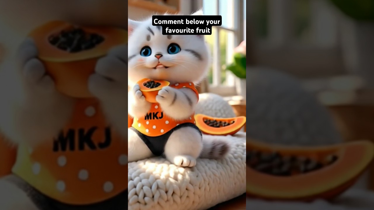 &ldquo;Fluffy White Kitten Devours Papaya 🍈 | MKJ Cute Cat ASMR Shorts&rdquo; #cute #asmr #fruits