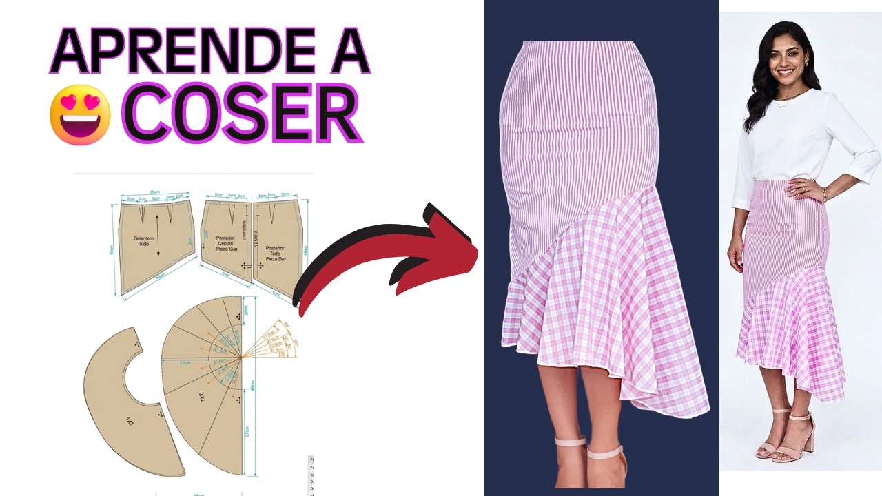 🔴CÓMO HACER FALDAS? Falda de Moda, con corte asimétrico y olan, bolero, o pareo #skirt #saia #faldas