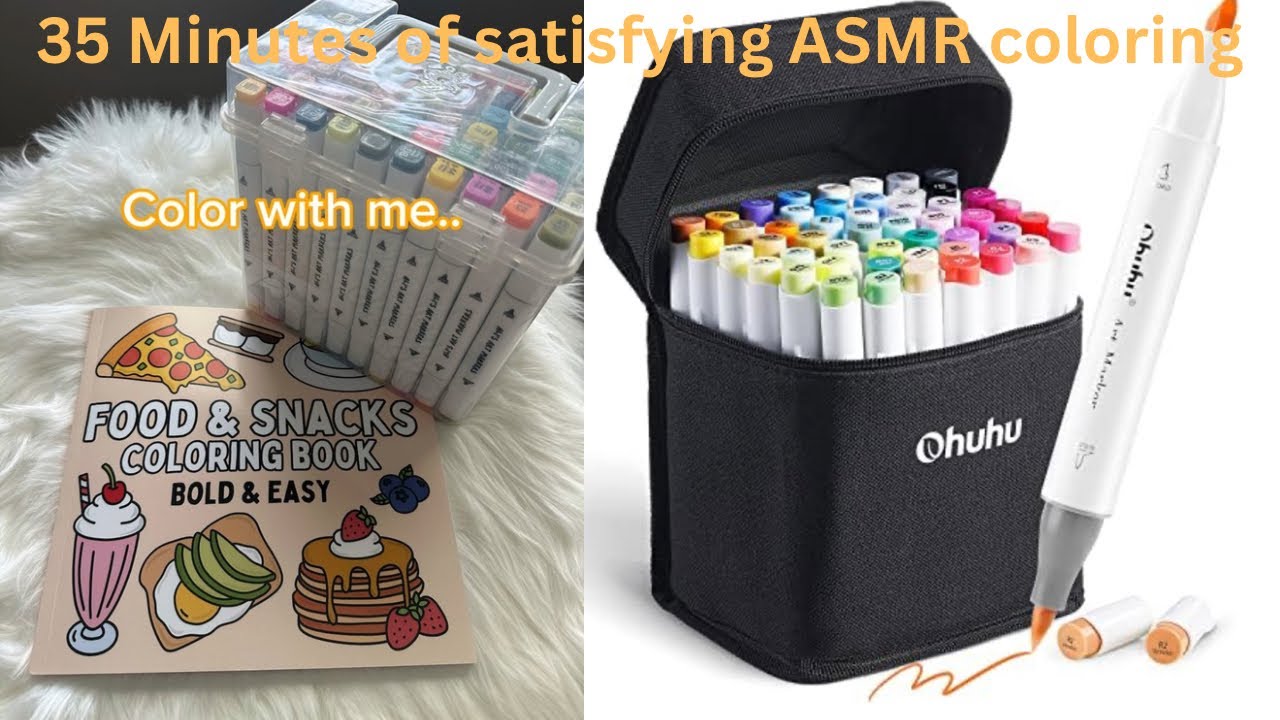 35 minutes of Satisfying ASMR coloring🖊️ | Food & Snacks Coloring book