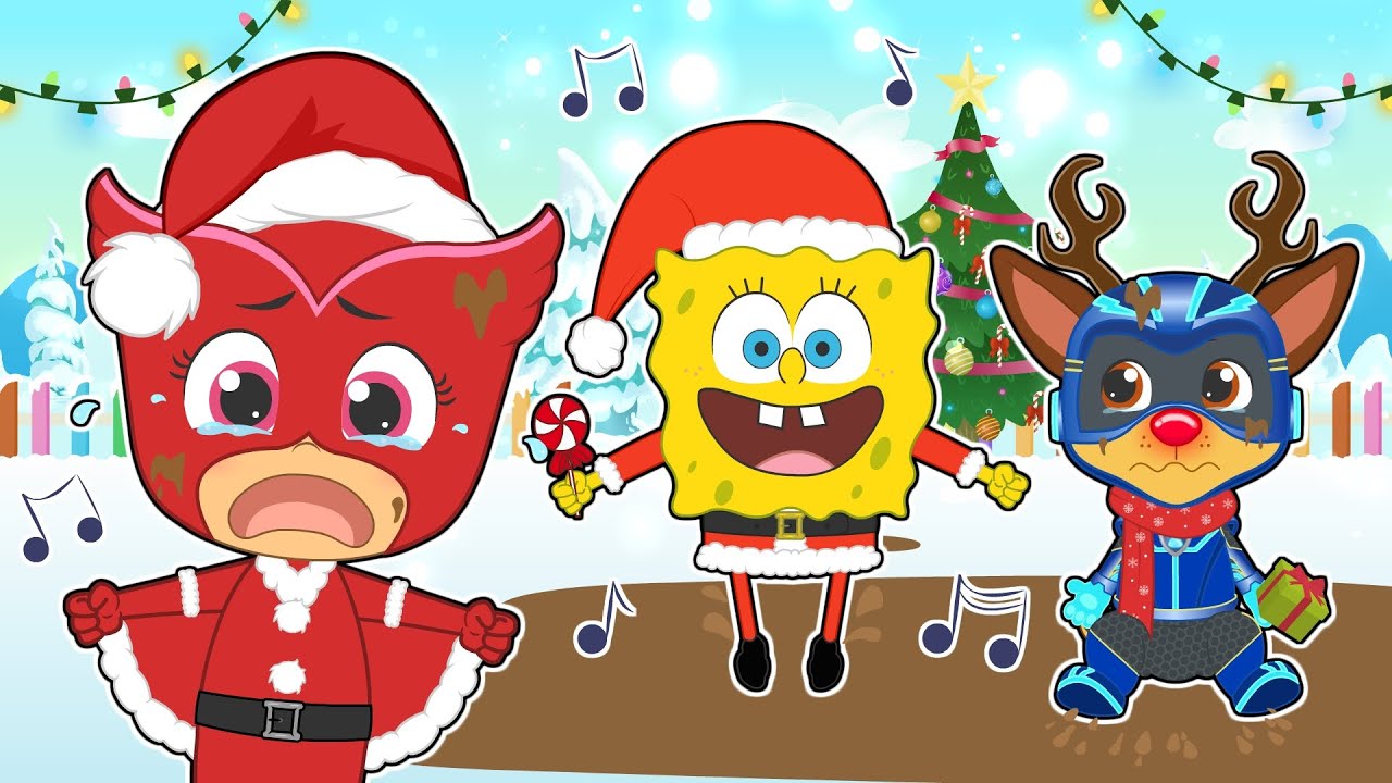 FIVE BABIES 🎄 Christmas with Owlette, Chase, SpongeBob, Bluey & Luigi
