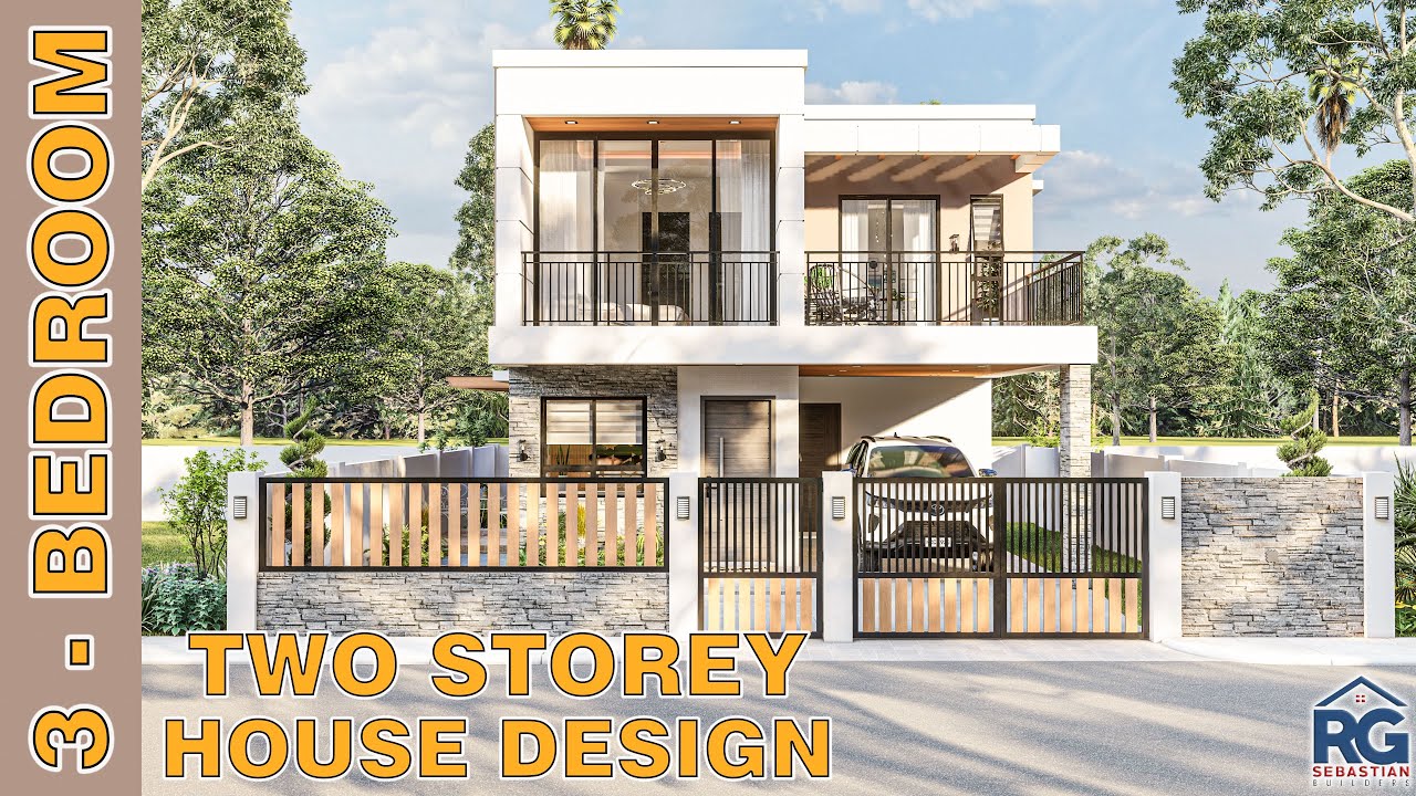3- Bedroom Two Storey House Design (Box type) with Floor plan