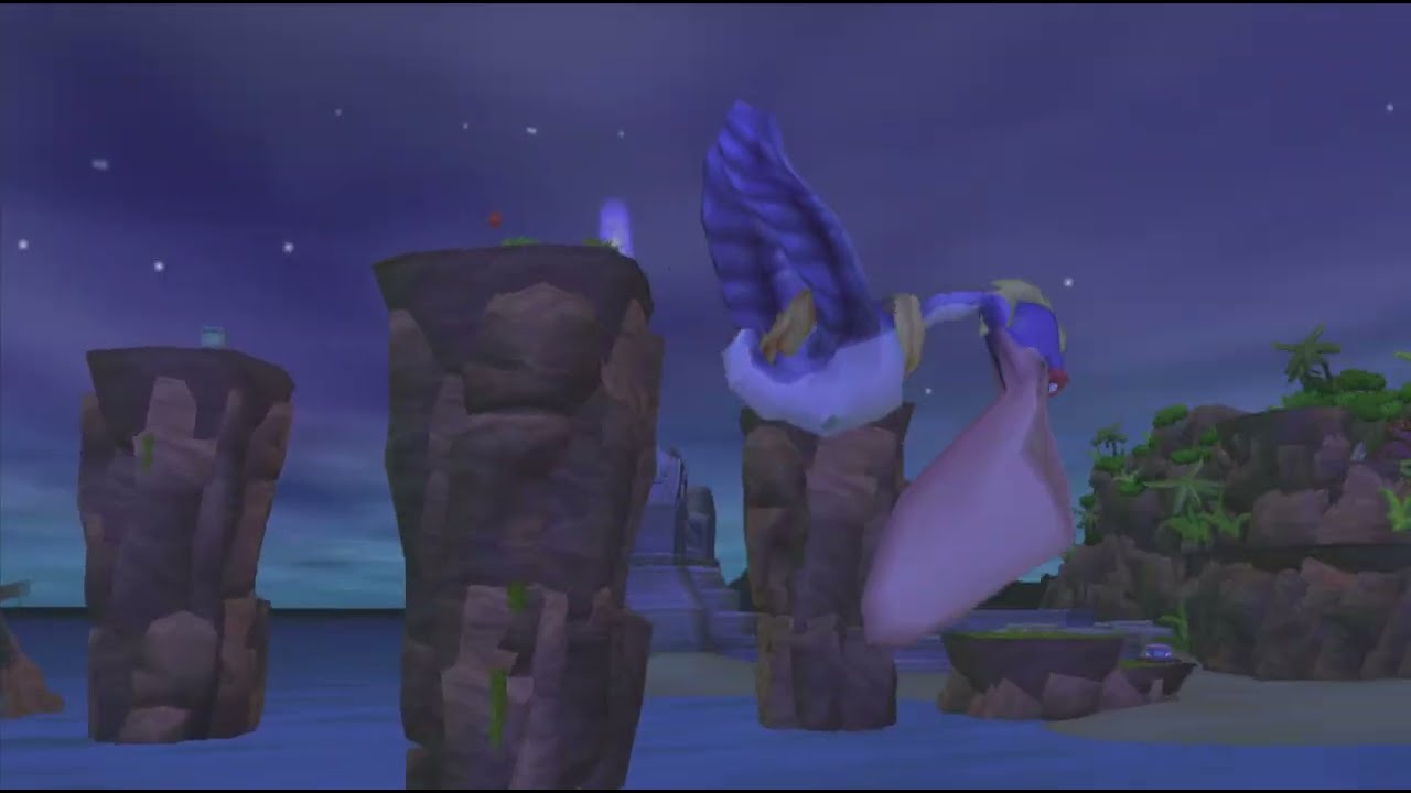Jak and Daxter: The Precursor Legacy running from a jungle to a beach with blue eco 