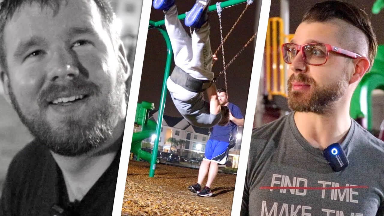 Two Grown Men at 5:30 in the Morning Going to a Children's Jungle Gym