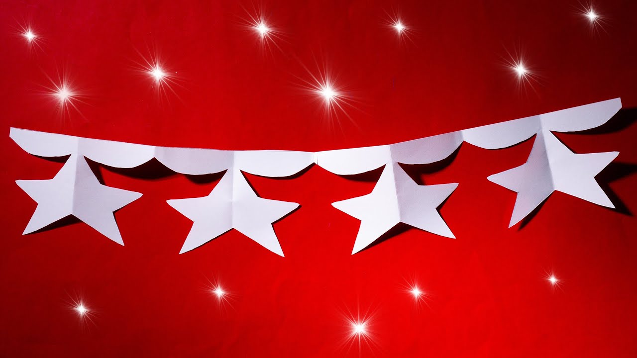 Cómo hacer un diseño de estrellas de cadena de papel [corte de papel fácil]