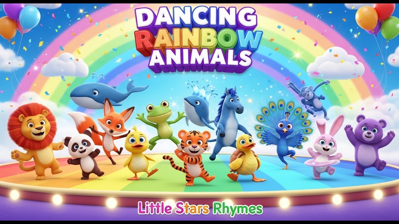 Dancing Rainbow Animals | @LittleStarRhymes375 & Kids Fun Rhymes & Kids Nursery Rhymes