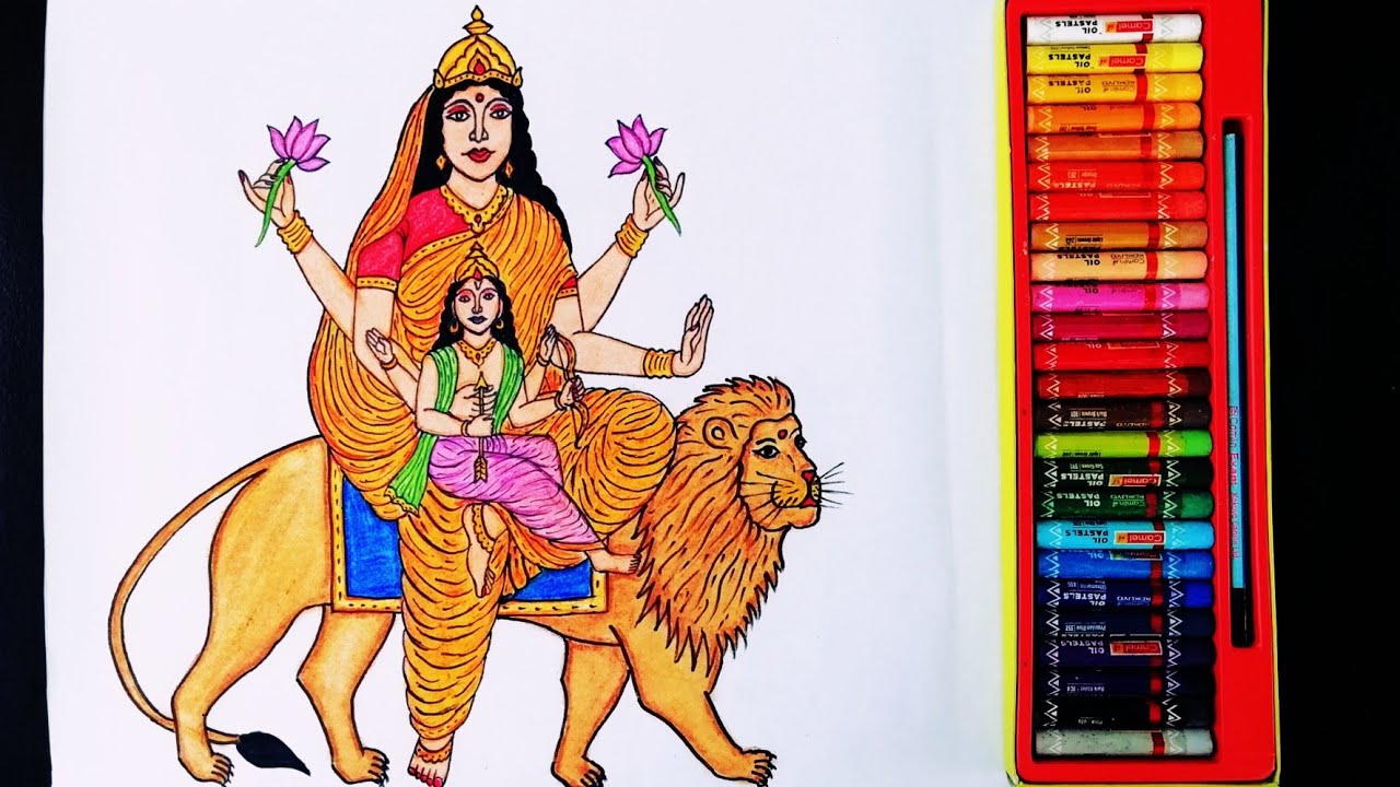 How to Draw Skanda Mata(Durga Mata) Step By Step | Painting Of Skanda Mata |Navratri Special Drawing