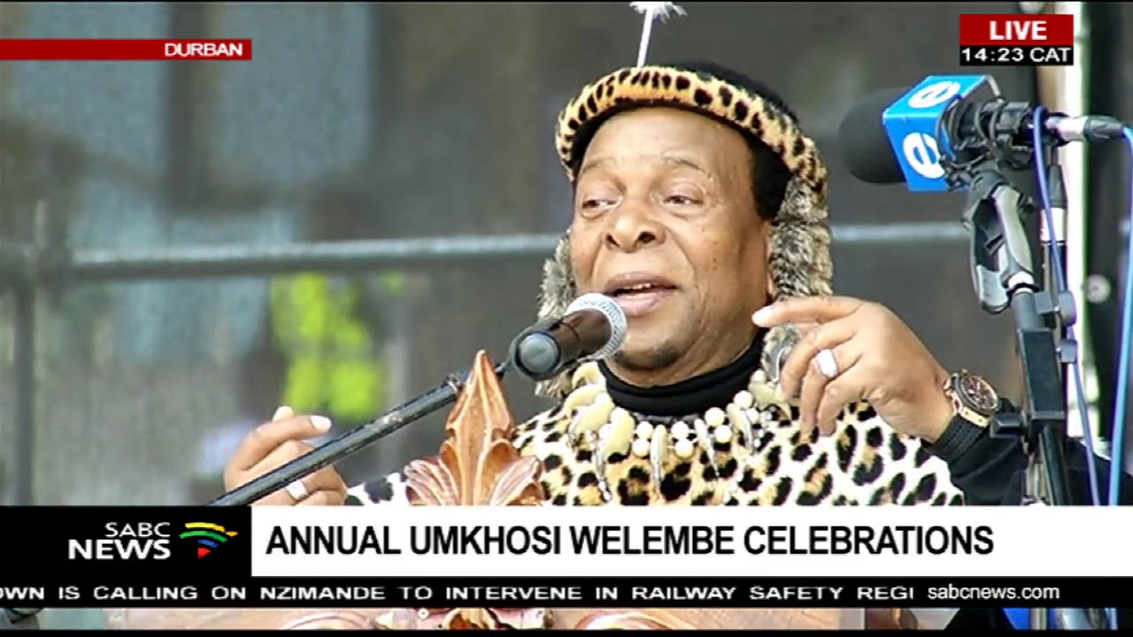 King Goodwill Zwelithini is addressing Umkhosi weLembe celebrations