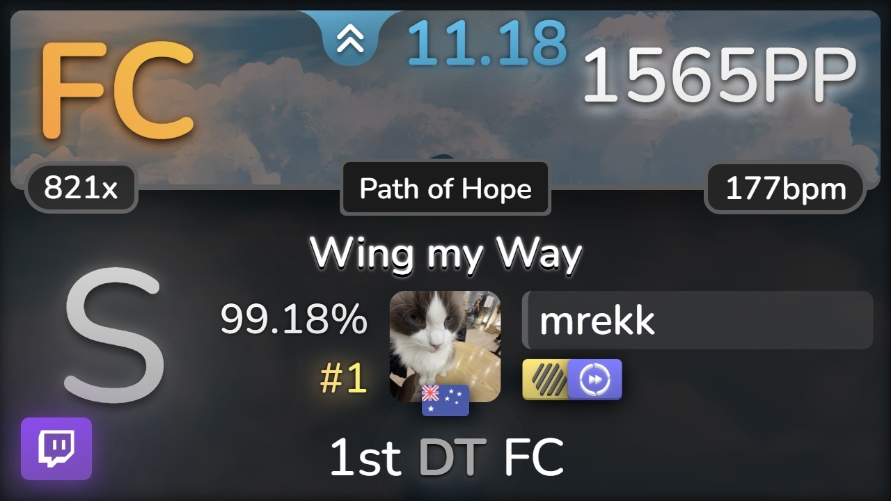 🔴 11.2⭐ mrekk | KOTOKO - Wing my Way (Game Ver.) [Path of Hope] +HDDT 99.18% FC #1 | 1565pp - osu!