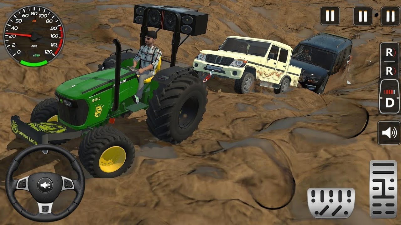 Extreme Offroad Tractor Towing SUVs in Deep Mud Gameplay