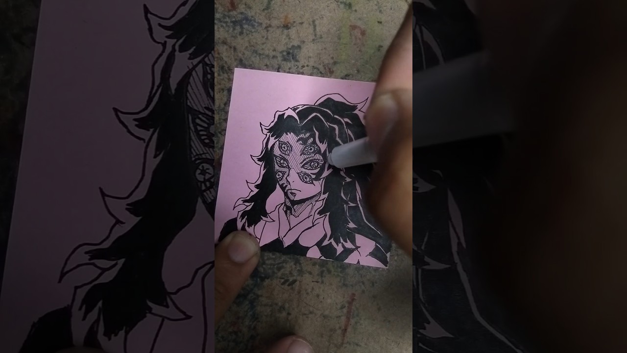 Draw Kokushibo on Sticky note #demonslayer #shorts #anime