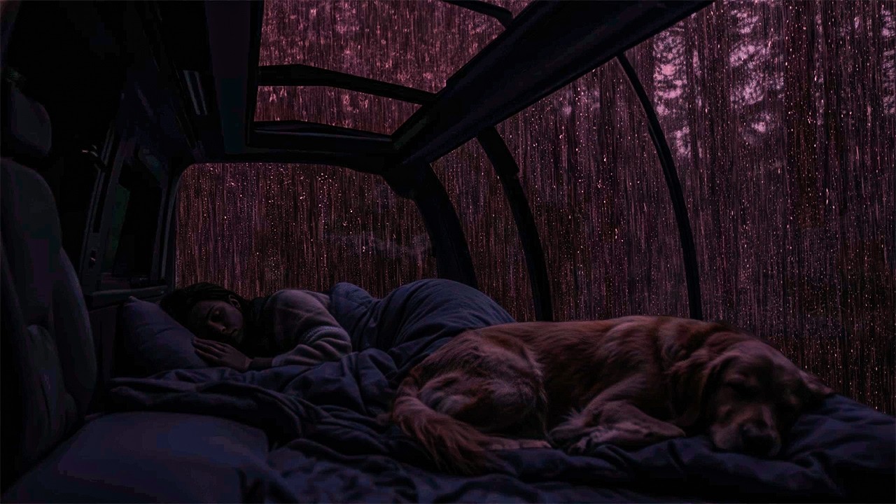 🌧️99% Sleep Instantly in Car During Heavy Rain and Thunderstorms in the Rainforest at Night 😴🚗