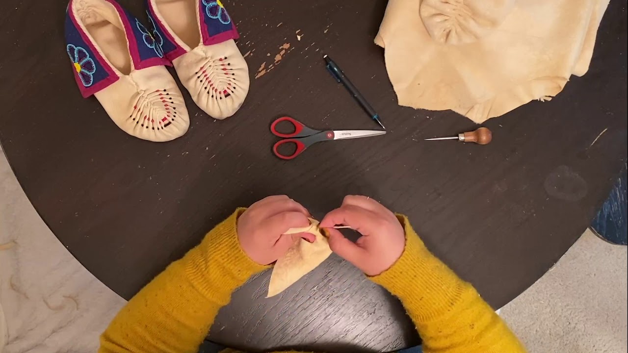 Making Moccasins Step 4: Sewing Up the Back of the Moccasins