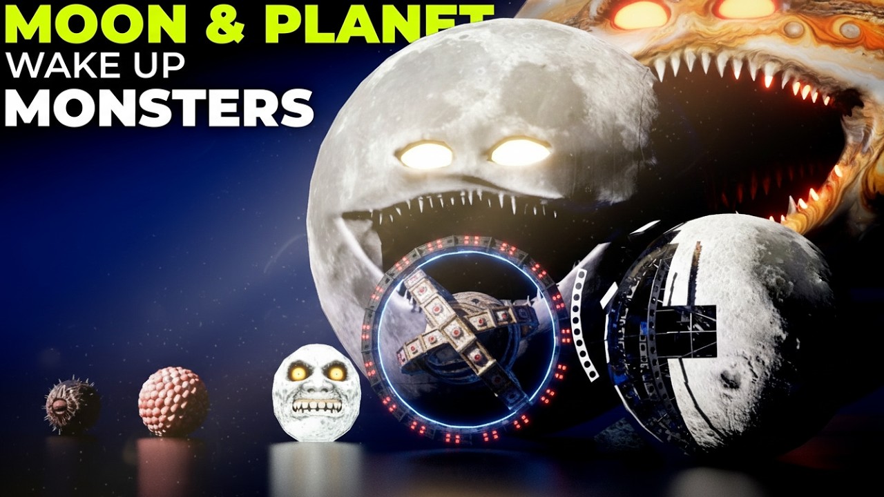 Moon Wake Up Monster vs Planet Monsters Size Comparison 3D | Jupiter Wake Up vs Cosmic Titans