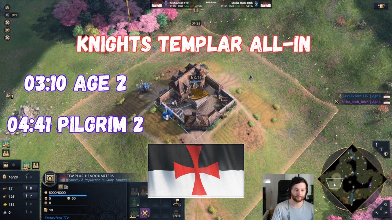 Knights Templar All-In AoE4 on Relic River / KT Mirror