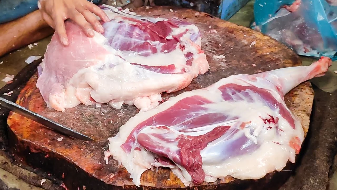 Original Number One Mutton Cutting Shop | Goat Meat Cutting Skills | Big Mutton Legs Cutting Video