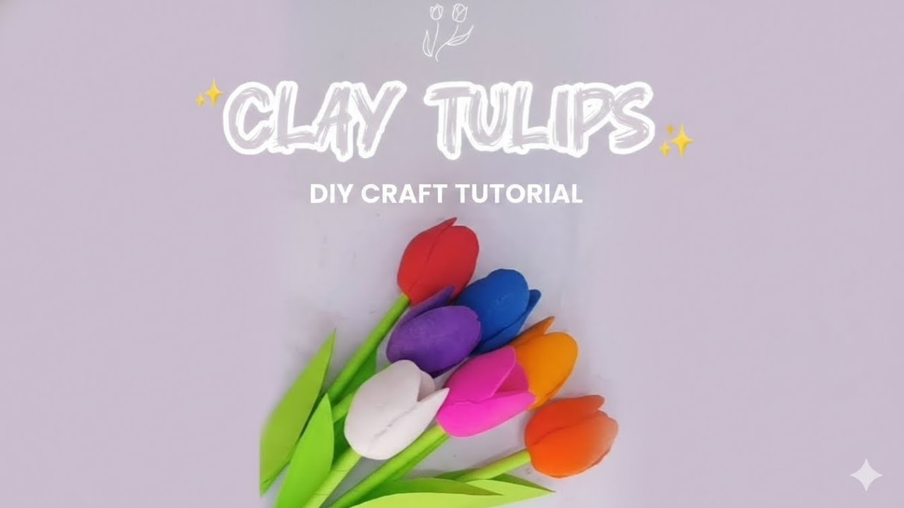 DIY Colorful Tulip Flowers🌷 | Clay Flower Craft with Spoon | Easy Flower Making 