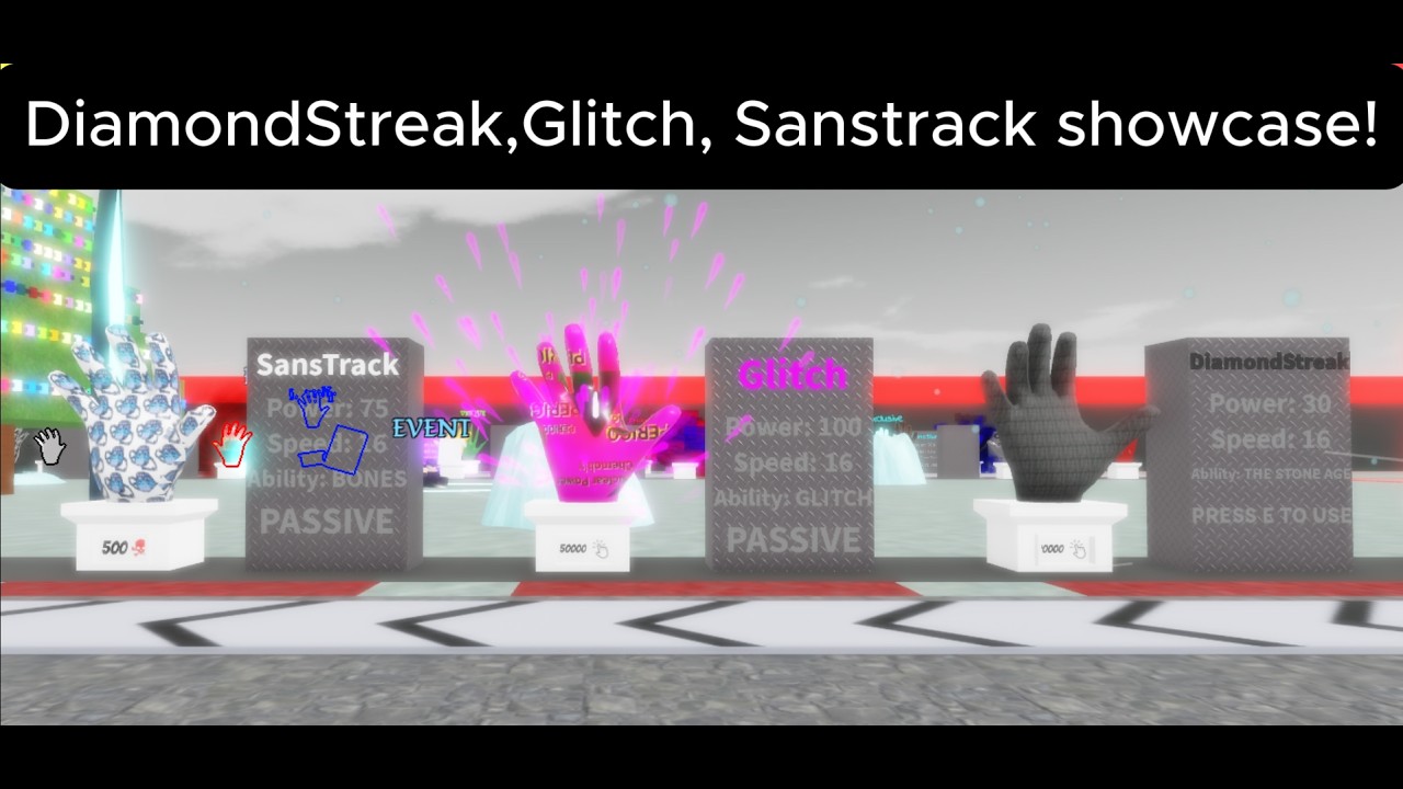 DiamondStreak, Glitch, SansTrack showcase! | Killstreak Gloves Button Test