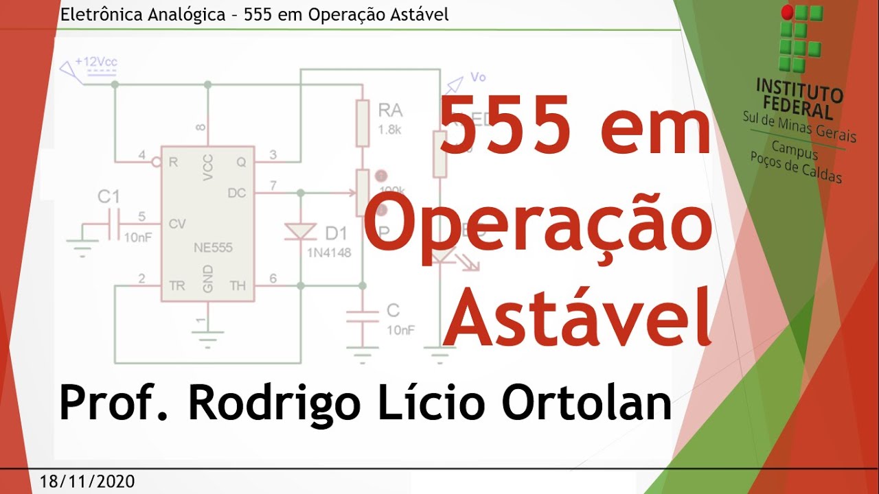 Aula 42 Multivibrador 555 em configuração Astável - Eletrônica Analógica