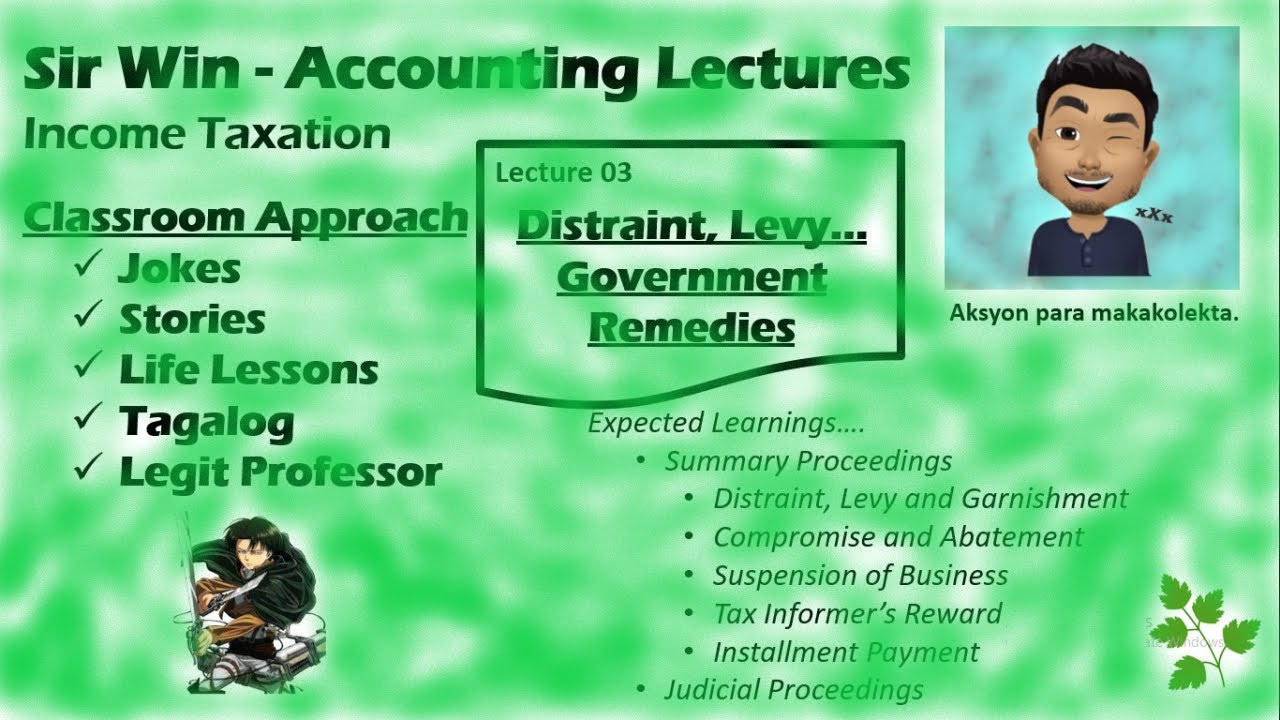 Lecture 03: Summary Proceedings. Distraint, Levy, etc. Government Tax Remedies. [Income Taxation]