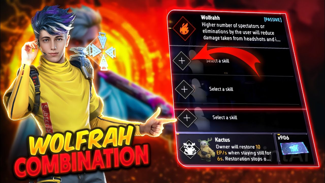 Wolfrah Character Skills Combination 2024 | Br Rank Headshot Character Combination In Free Fire