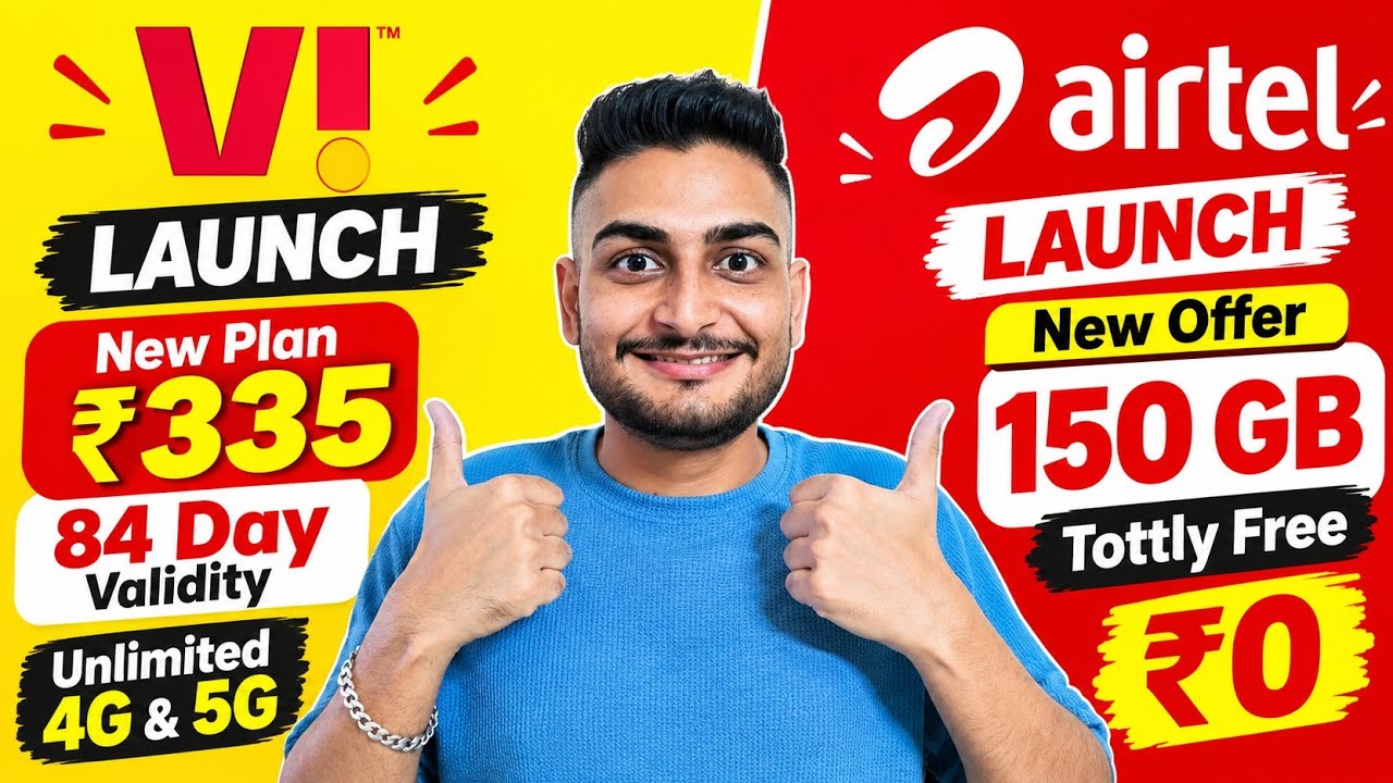 Vi New Plan 335 Per Month 84 Day Validity| Airtel 150 GB Tottly Free