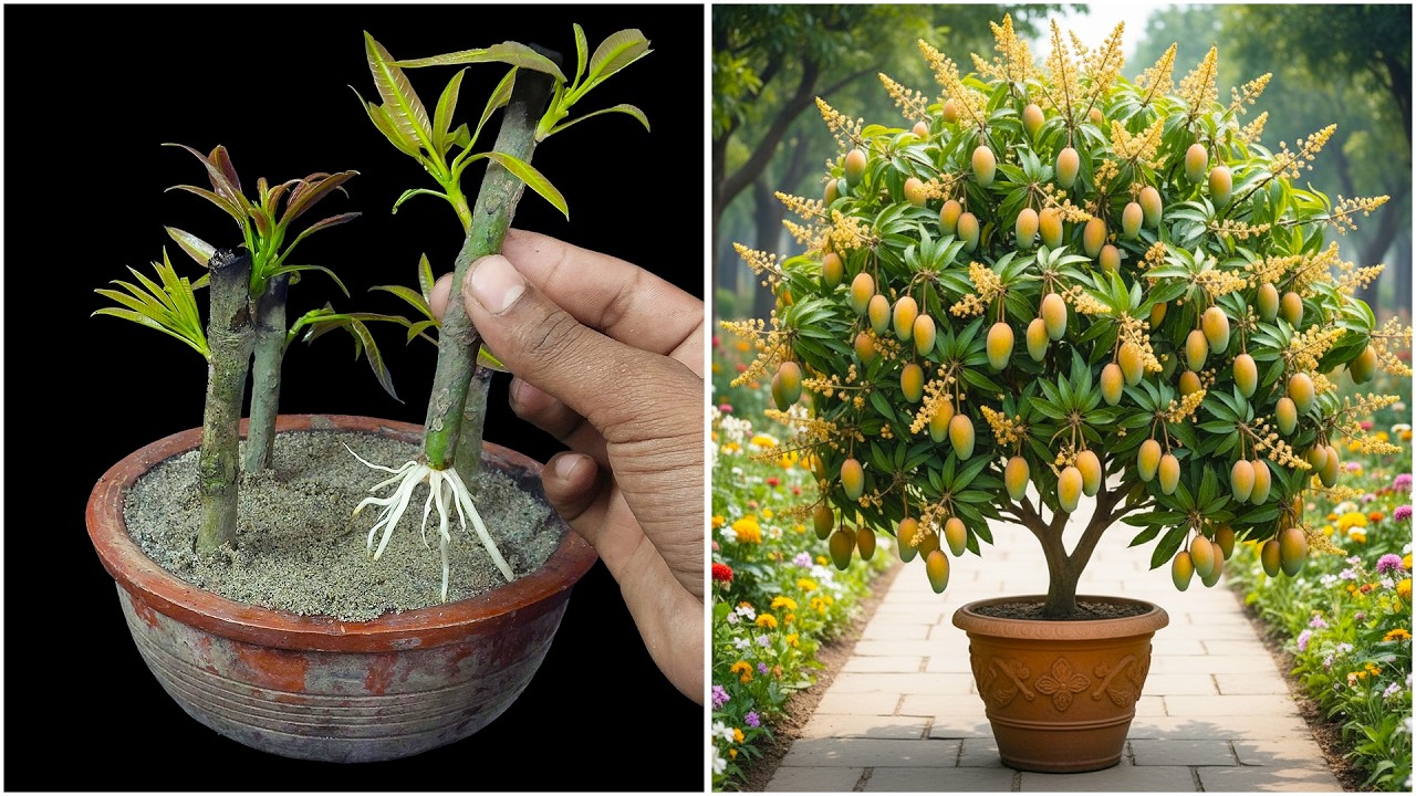 Growing mango plant at home from stem | 100% Success growing method