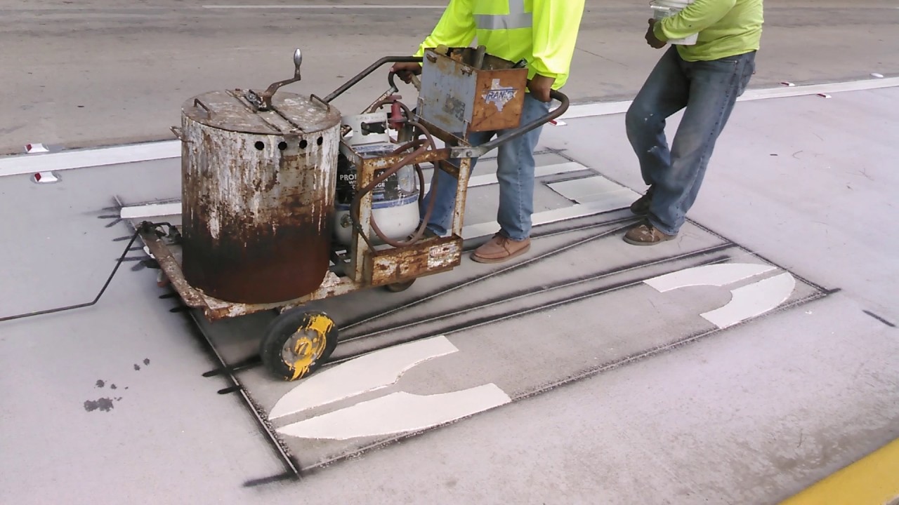Thermoplastic Only on roads by Alvarez striping in Houston