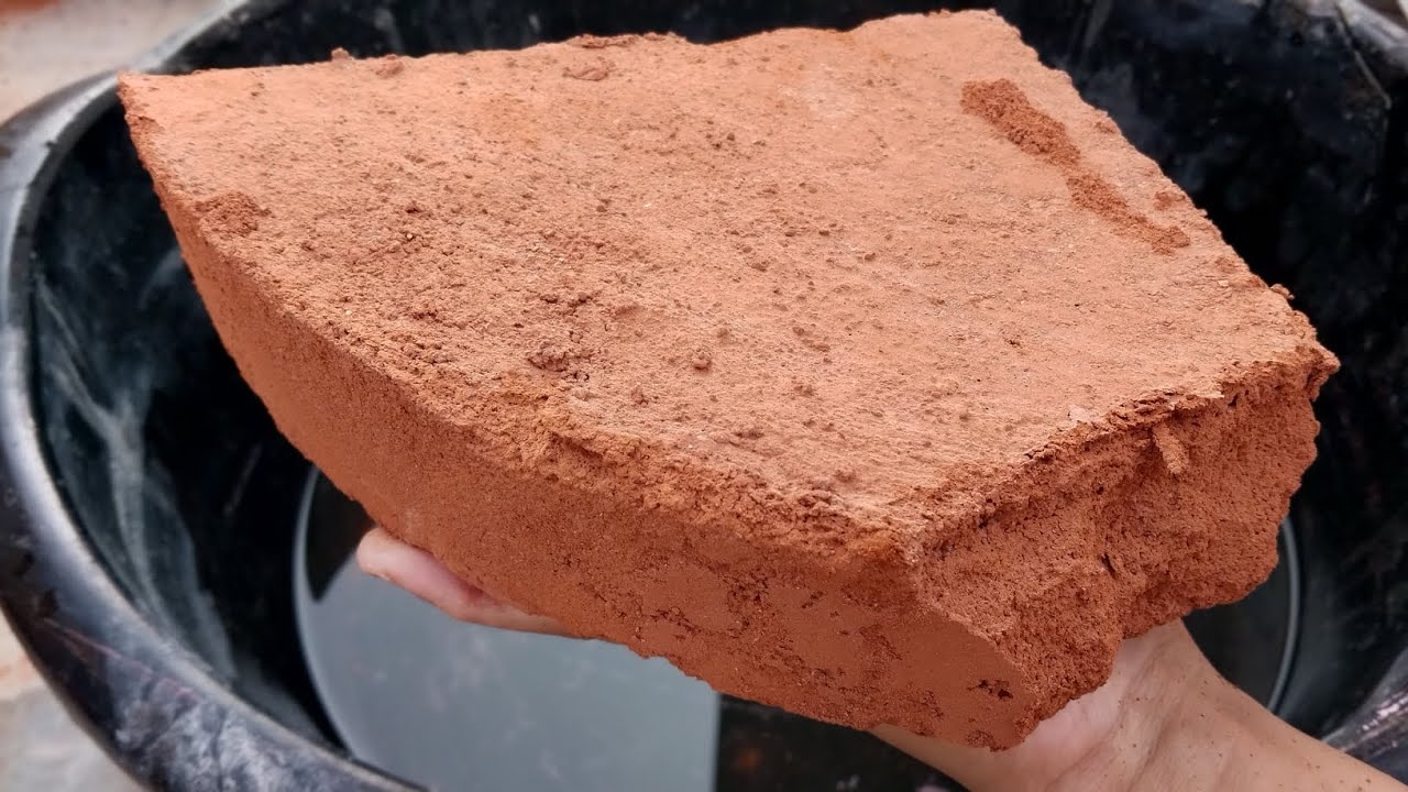 Pure red dirt crumbling in water  ASMR