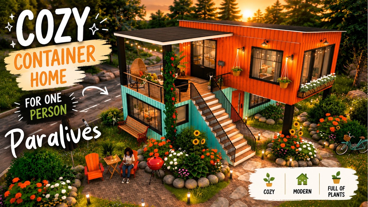 The Perfect Cozy Container Home for One Person 🌿 | Paralives Speed Build