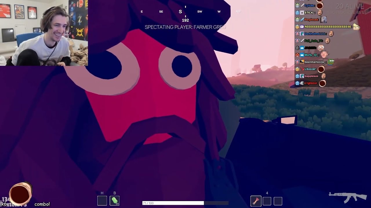 xQc Plays Totally Accurate Battlegrounds with Greek, Poke and Moxy