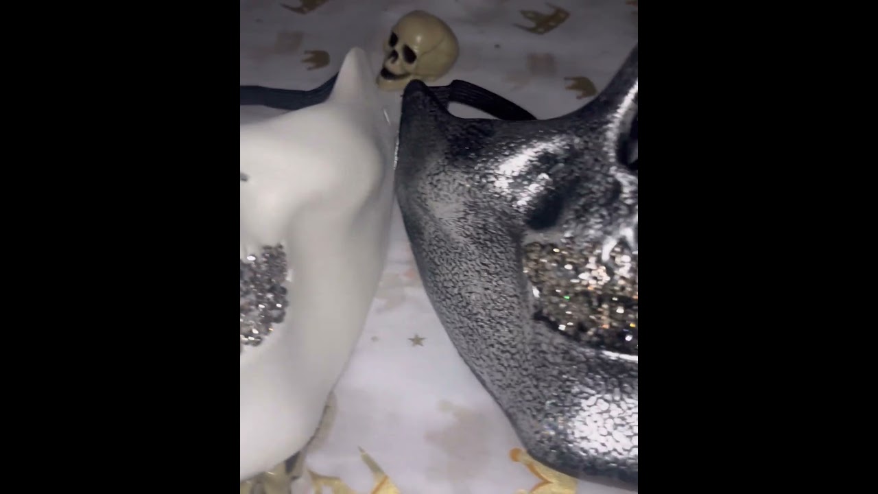 &ldquo;White & Vintage Silver Blinged Out Grillz Skull Masks&rdquo;💎Luxe Crystal Grillz #Skull #Mask #grillz