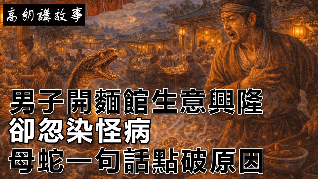 民間故事：男子開麵館生意興隆，卻忽染怪病，母蛇一句話點破原因｜高朗講故事