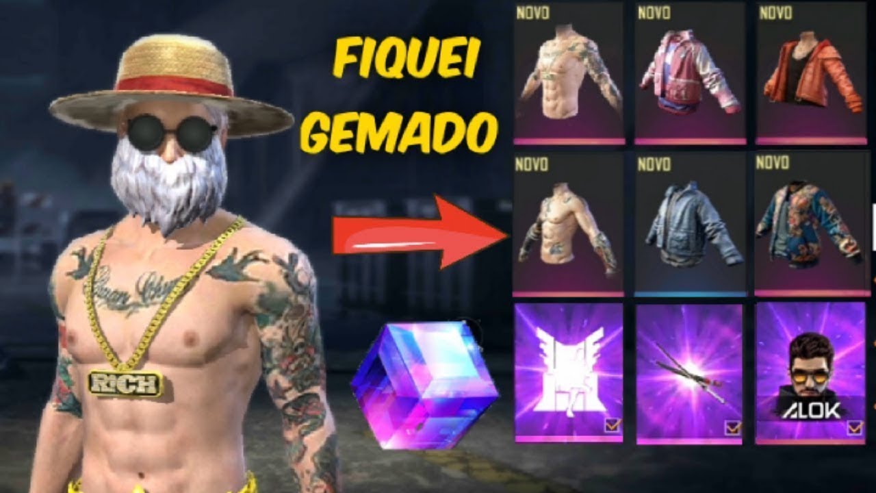 PRIMEIRA VEZ GEMANDO A CONTA NO FREE FIRE GASTEI 32000 DIAMANTES