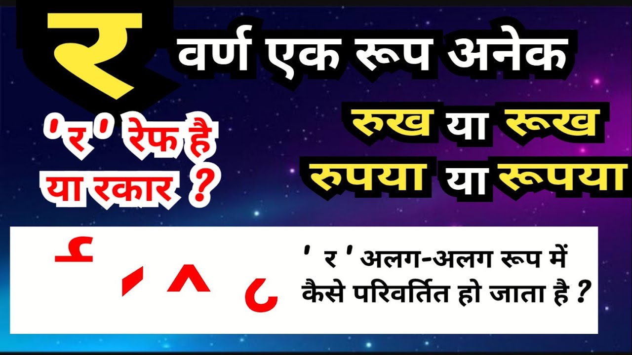 'र' वर्ण एक रूप अनेक । 'र' अलग अलग रूप में कैसे बदल जाता है ? Shabd roop । #hindivyakaran 