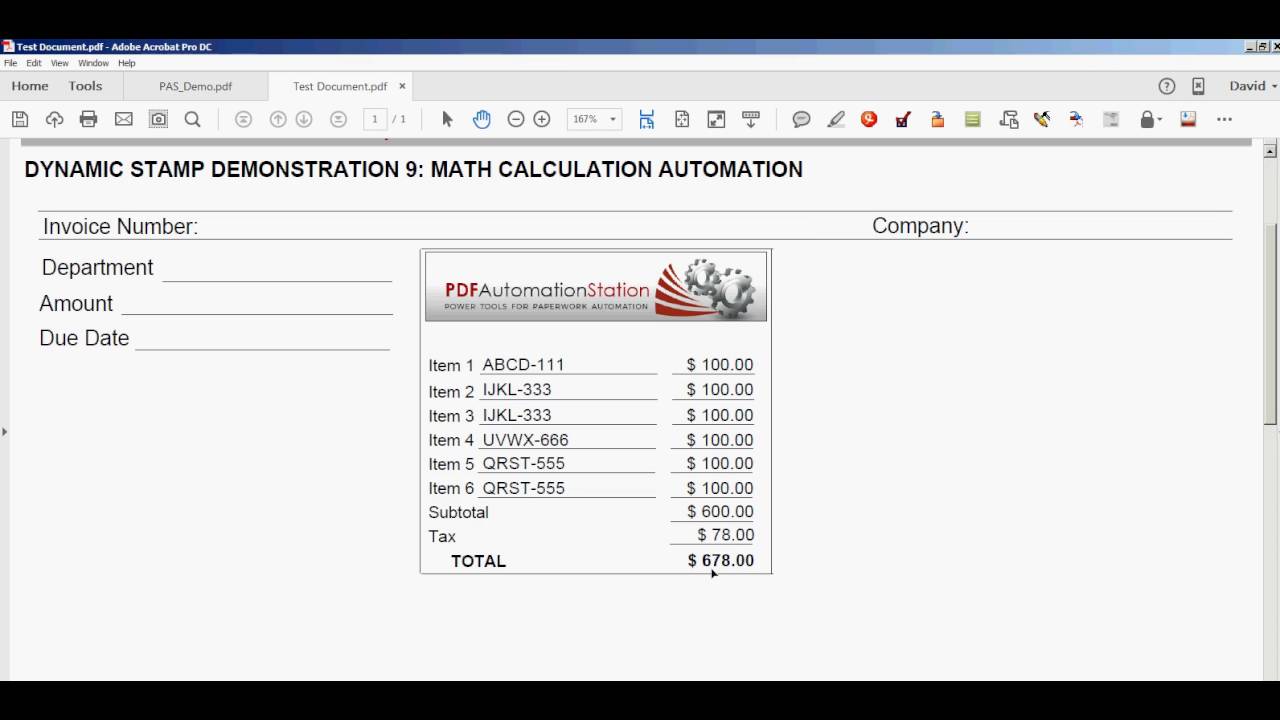 Dynamic Stamp That Performs Math Calculations