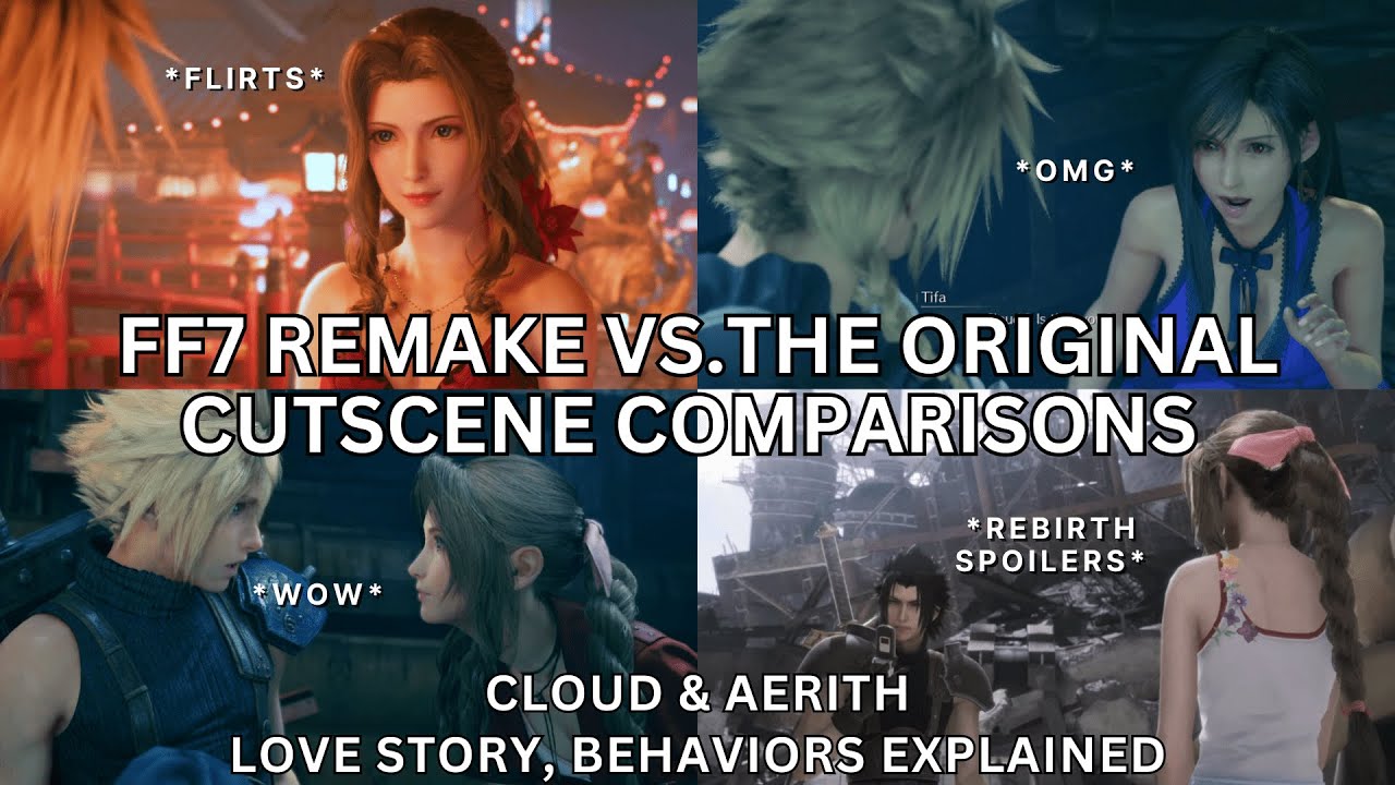 FINAL FANTASY 7 REMAKE VS. ORIGINAL Cloud Loves Aerith, Story & Behaviors Explained SPLIT SCREEN