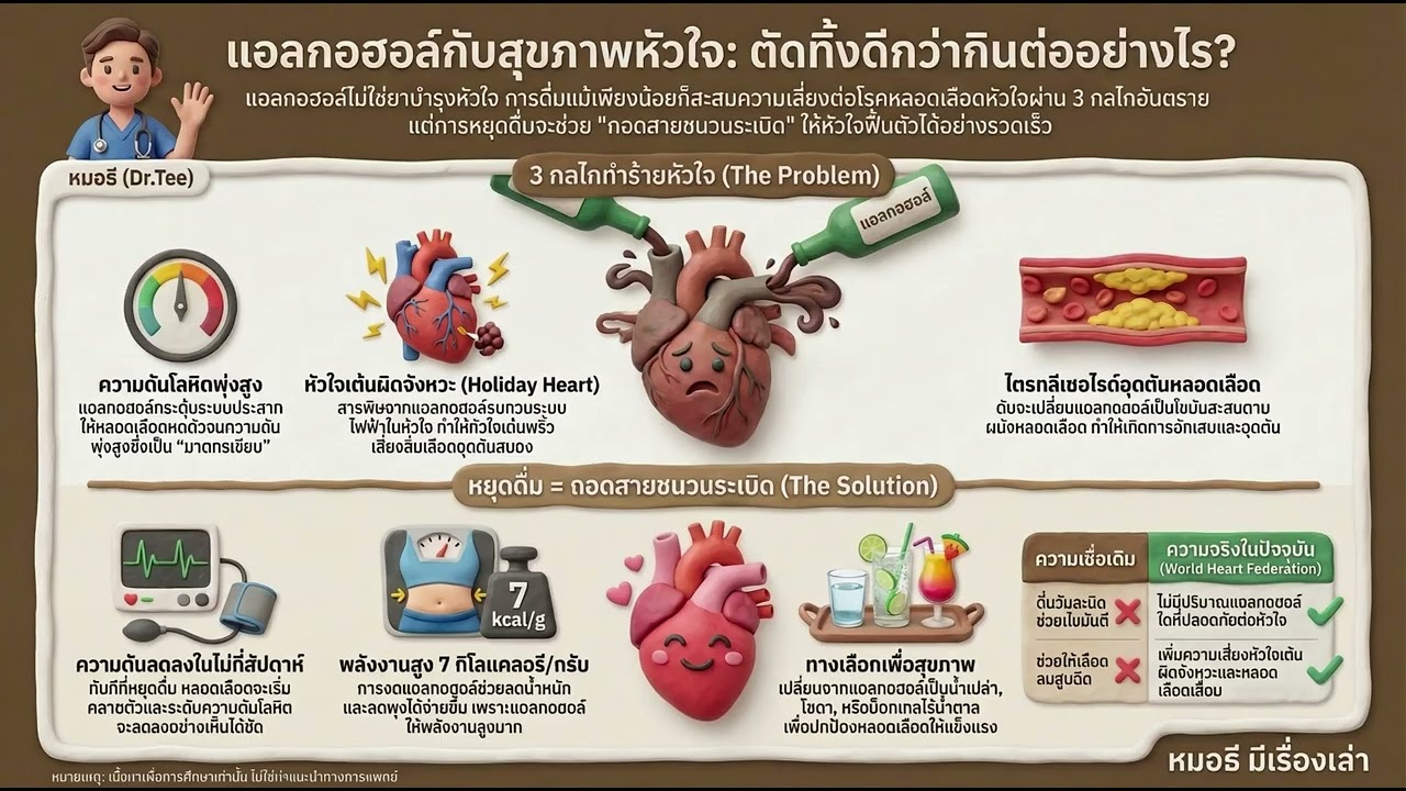 แอลกอฮอล์กับสุขภาพหัวใจ: ตัดทิ้งดีกว่ากินต่ออย่างไร