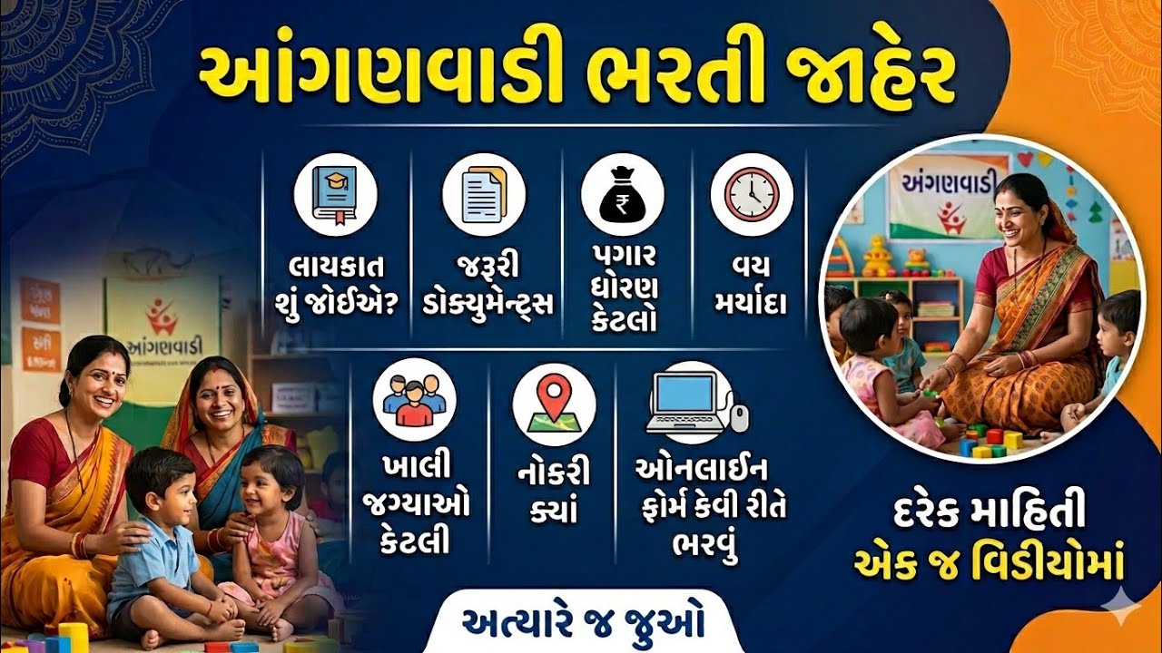 ગુજરાતની આંગણવાડીમાં ભરતી જાહેર || જુઓ તમારા જિલ્લામાં કેટલી જગ્યાઓ ખાલી છે || ઓનલાઇન ફોર્મ ભરવાનું 