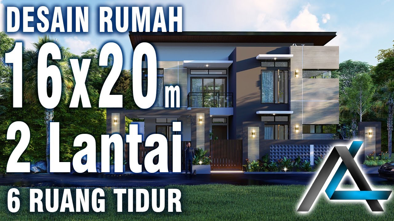DESAIN RUMAH 16 x 20  meter I Banten – ANIMASI DESAIN RUMAH MINIMALIS MODERN MEWAH + KOLAM RENANG