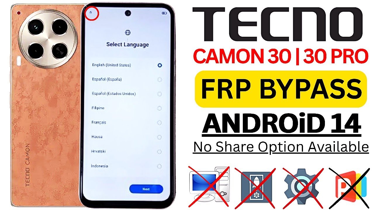 Tecno Camon 30/30 Pro FRP Bypass Android 14 🔓 No PC Needed | 100% Working 2025 Method!